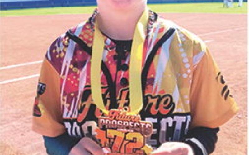Lee Snow, local baseball player, travelled to Gilbert, Arizona over the Thanksgiving break to participate in the USSSA Top 72 Prospects Phoenix Arizona event. Lee’s team swept the weekend, going 4-0 and taking home first place. Courtesy photo.