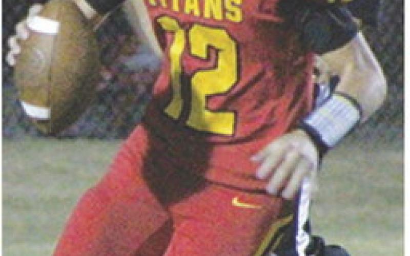 Columbus Freshman Quarterback, Cole Howard, ran a kickoff return 73 yards for a touchdown, late in the fourth quarter of the Titan Junior Varsity, 6-13, loss to Riverton, Monday, at Titan Stadium.