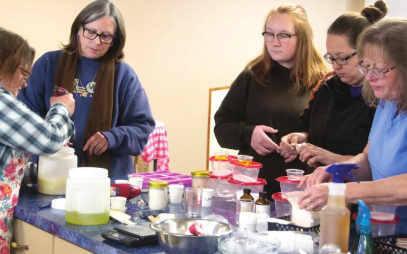 Local ladies enjoy pioneer soap making experience at Riverton