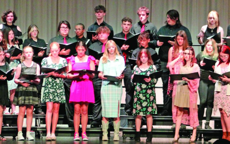 Titan Choir held their Spring Concert recently. Members of the combined Titan Choir performed Hitch A Ride by Marry Donnelly, arranged by George Lo. Strid. The choirs are under the direction of Stacey Struble.
