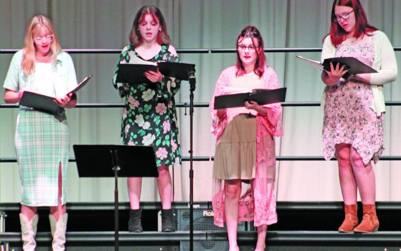 Amory Linn was the soloist for the Titan eighth grade choir. They performed three numbers including Scarborough Fair, Safe and Sound and Over the Rainbow.