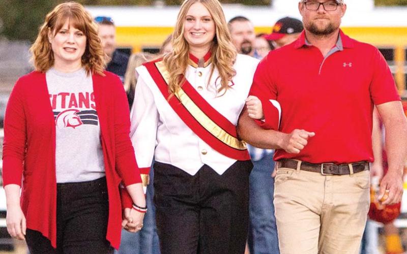 Lady Titan Senior, Hailey Ediger, was recognized on Senior Night, October 25, at Titan Stadium. Hailey is a four-year member of the Titan Band. She was escorted by her parents, Kandice and Joel Ediger.