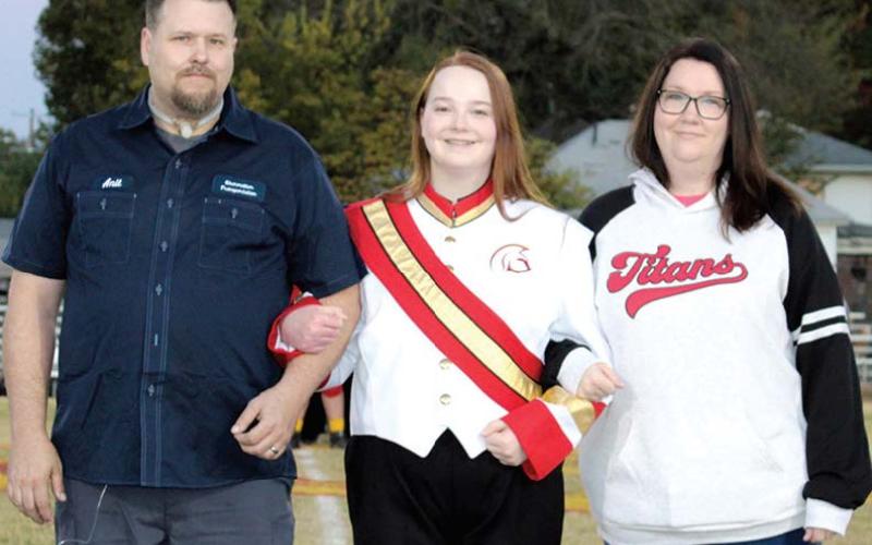Lady Titan Senior, Kassidy Gharmalker, was recognized on Senior Night, October 25, at Titan Stadium. Kassidy is a two-year member of the Titan Band. She was escorted by her parents Jalon Evans-Gharmalker and Anil Gharmalkar