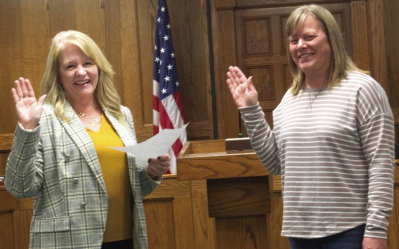 Misty Spear was sworn into the Columbus Fourth Ward Council seat by City Clerk Ruth Hutley at the Monday night Council meeting. She was appointed to the position by Mayor Grant Spieth. The appointment made her an incumbent and allowed her to immediately become a council member. She was elected to the council seat in the election on Tuesday.