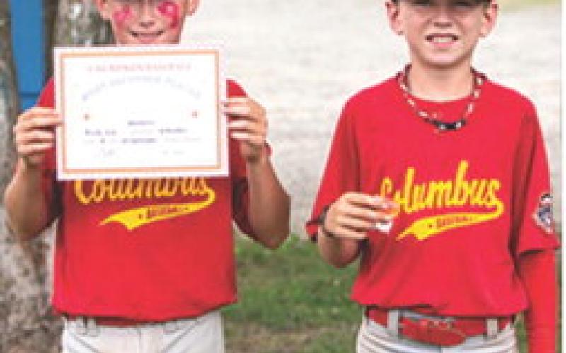 Columbus Cal Ripken 10U All-Stars, Brady Hale was selected as the Most Valuable Player and Colt Crain received the WOW Award in the 2025 Kansas Cal Ripken 10U District 5 Tournament, Game 9, Sunday in Parsons. Columbus eliminated Girard, 12-2, to earn a spot in the tournament championship game. Photo by Kristin Sharp.
