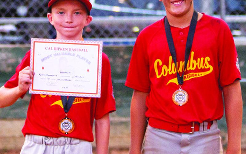Kelvin Davenport was named the Most Valuable Player in the Kansas Cal Ripken 10U District 5 Tournament Championship game, Sunday, in Parsons. Briggs Johnson was chosen as the WOW Award winner for the Game 10 loss, 10-11, to the host, Parsons Team. Columbus earned the Sportsmanship Award and a berth in the 2025 Kansas Cal Ripken 10U State Tournament, July 16-20 in Hillsboro. Pool play games began yesterday. Photo by Kristin Sharp.