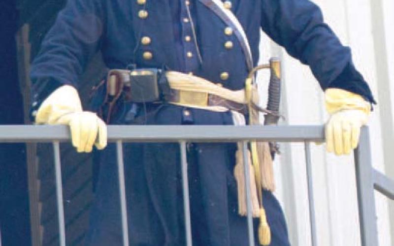 Jim Spillars, a wellknown Civil War reenactor, read the report General Dr. James Blunt sent to Fort Leavenworth.