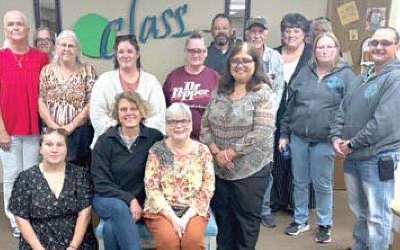 Those attending the CLASS anniversary celebration in Columbus included back row Amanda McAfee, Bob Davis, Don Reynolds, Rhonda Johnson, Shelly Rowan, Amanda Seeman and Justin Lynch. Middle Row LaDonna Clark, Joyce Jordan, Abby Moerer and Leah Langford. Front Row Adriaen Gillespie, Kelli Roberts, Melody White and Diana Muse. Courtesy photo.