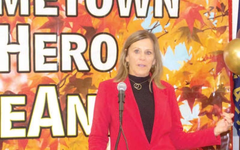 Hometown Hero for the year 2025 was DeAnn Auman Hill the City Treasurer and a well known CPA in state circles. Her work on the acquiring the new Fire Station was noted as a major factor in her recognition. News Report photo by Shawn Churchill.