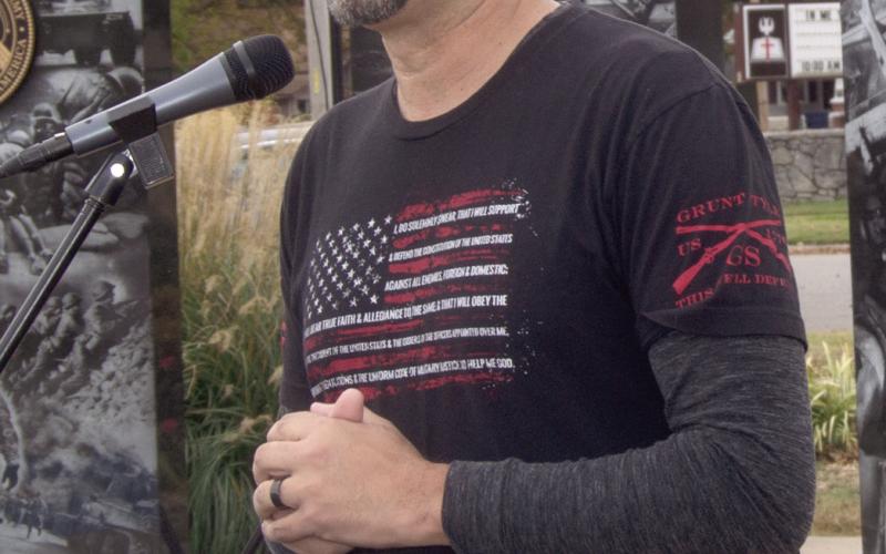 Navy Veteran Jeremy Rivera spoke at the Veteran’s Program in Baxter Springs.