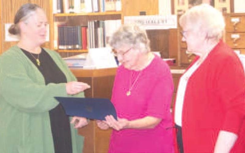 The Daughters of the American Revolution Oceania Hopkins chapter recognized Ella Buzzard.