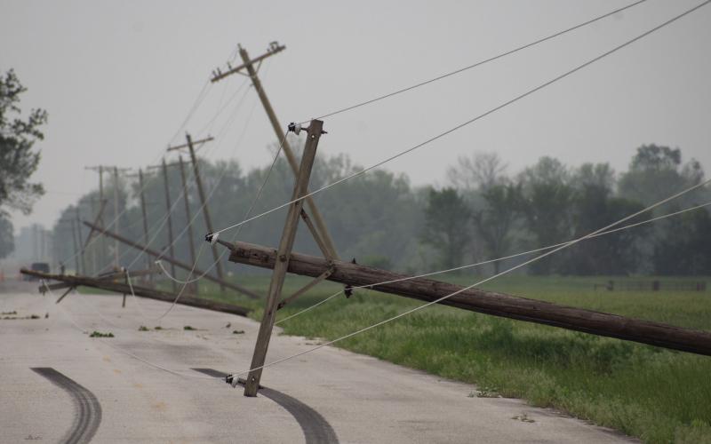 Trees and power lines were snapped in Hallowell and Sherwin. Minimal damage was reported in the city limits of Columbus. Heartland Rural Electric Company reported at least 30 power poles in the Columbus area damaged.