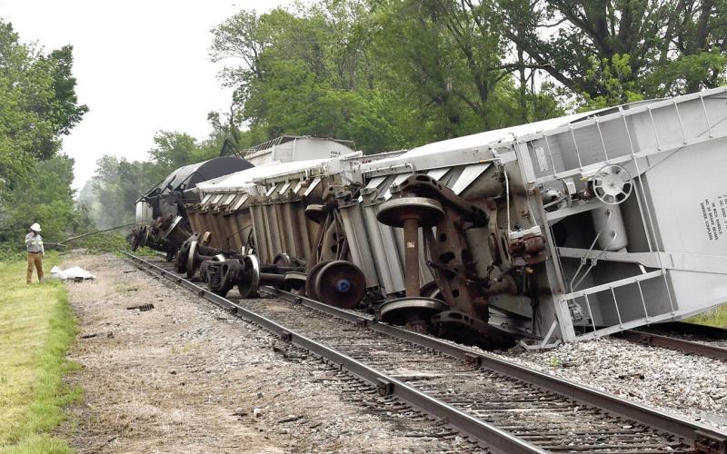 At least five railroad cars were toppled during the storms Sunday night. Reports of at least two tornadoes in the Columbus area were reported.