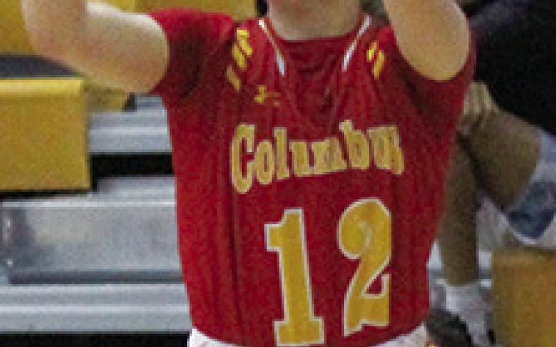 Lady Titan Junior, Ava Harman, shoots for three points, in the non-conference road win over the Lady Golden Tornados, Monday, in Coffeyville.