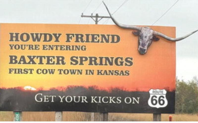 New welcome to Baxter Springs signs are being installed at the entrances to the city in preparation for the Route 66 centennial. The new signs feature the large steer recognizing Baxter’s being the first Cowtown In Kansas.