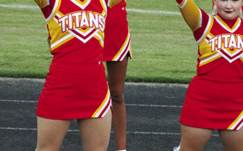 Members of the Titan Spirit Squad include front row Amory Neely and Cara Altis. Back row Gabriella Dainty, Elaina Garcia, Ryleigh Holmes, Cali Carpino and Addison Johnson.