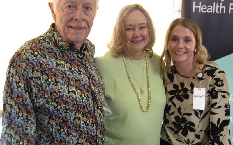 Donors Wes and Jan Houser were present at the blessing of the new Infusion Center in the Mercy Columbus Hospital with Columbus Hospital Administrator Angie Saporito. The dedication was held Wednesday.