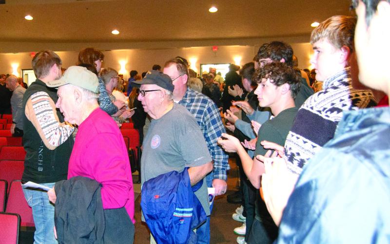 Local Veterans entered the CUHS Auditorium for the Veteran’s Day program as the students formed an honor arch and applauded on their entry.