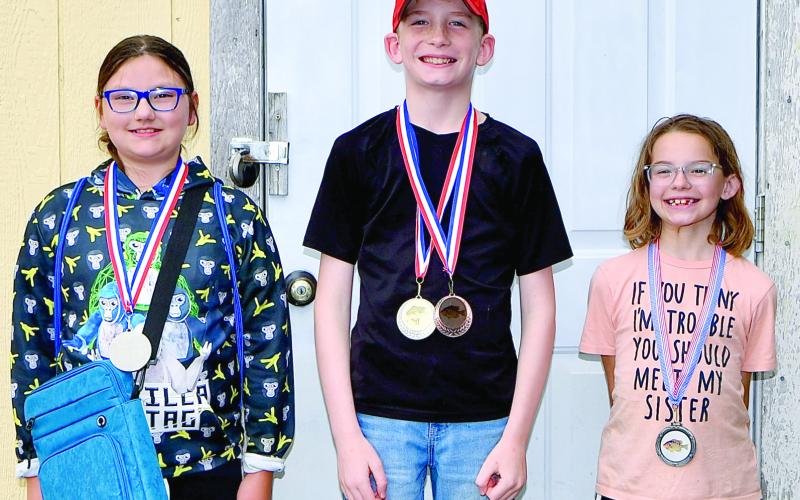 In the ages seven-10 division of the West Mineral Eagles fishing tournament, perch division, winners included first place, Bowie Dean with a weight of .95 pounds. Brynn Taylor, second, .72 pounds and Lincoln Overman, third, .68 pounds. This was the 50th year for the annual free kids fishing derby sponsored by the West Mineral Eagles Club. Additional winners will be in a future edition of the News Report. Courtesy photo.