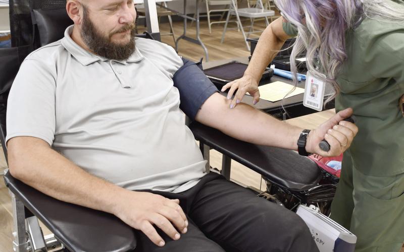 Community Blood Center of the Ozarks organized a blood drive in Columbus Monday, August 17. Richard Parker was one of more than 30 people who selflessly donated. CBCO collected more than four gallons of blood across all donors who also received a premium beach towel for their contributions.