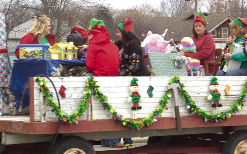 A number of floats were entered in the Baxter Springs Christmas parade held December 2. This float was adorned with gifts, garland and elves.
