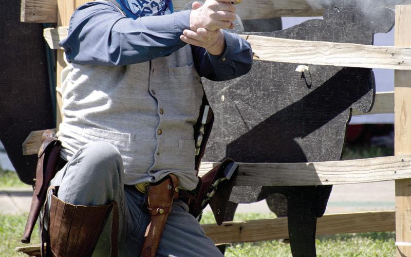 Members of the Sons of the Confederacy Private Riley Crawford Camp #2348 assisted with the old west shootout at Cowton Days in Baxter Springs.