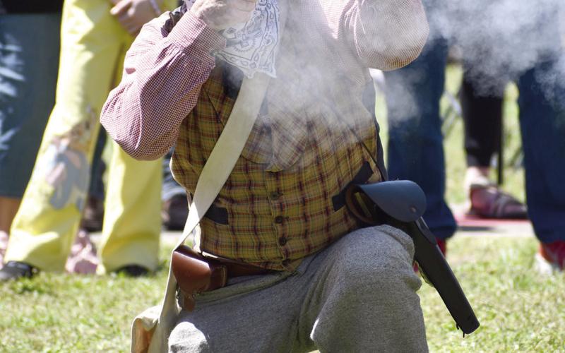 Members of the Sons of the Confederacy Private Riley Crawford Camp #2348 assisted with the old west shootout at Cowton Days in Baxter Springs.