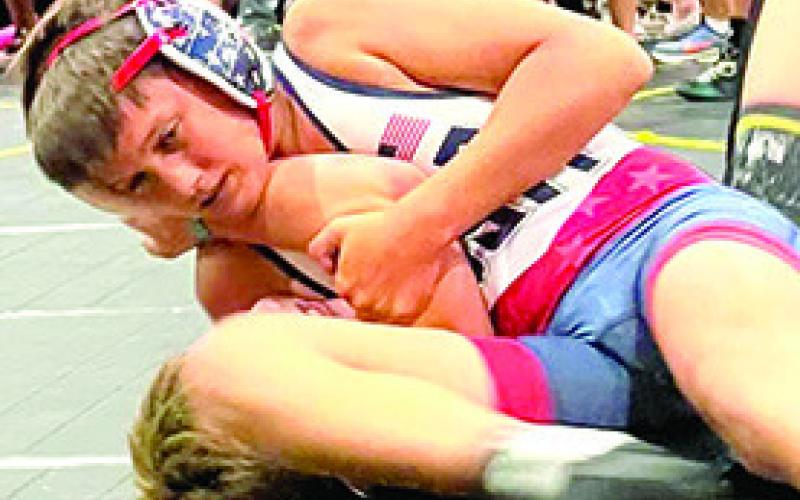 Briggs Johnson wrestled his way to a second place medal at the 2026 Cowboy Rumble in Branson, Mo. Saturday and Sunday. Courtesy photo.