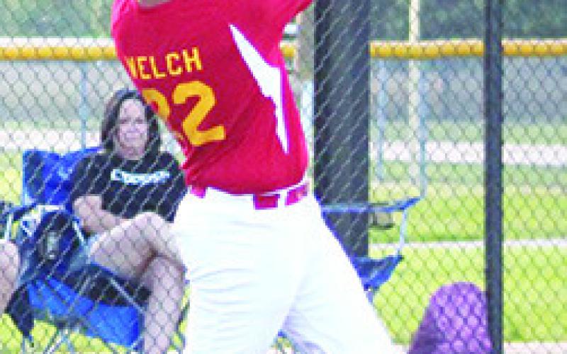 Alex Welch, knocked a hit during the Columbus Junior Babe Ruth game at Frontenac recently. The Titan Team will be hosting the Kansas District 5 Championship, Friday through Sunday, at the Columbus Community Field Ball Park. Columbus has their first game, Saturday at 11 a.m. Photo by Crystal Welch.