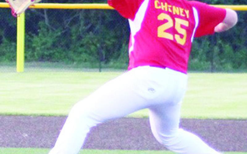 Jex Cheney hurls from the mound for the Columbus 13-16 Junior Babe Ruth Team at a recent contest in Frontenac. The Titan Team is hosting the Kansas Babe Ruth 13-16 year-old District 5 Championship Tournament, Friday through Sunday at Bomber Field in the Columbus Community Field Ball Park. Photo by Crystal Welch.