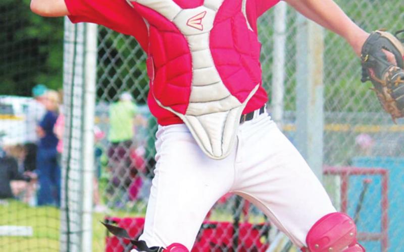 Braun Stone was the catcher for the VFW 12 and under, Cal Ripken Major League Team in recent games on Volunteer Field at the Columbus Community Field Ball Park.