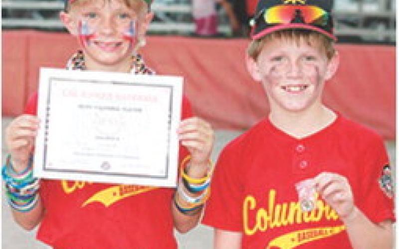 Jordy Foster was named the Most Valuable Player and Miller Jarrett received the WOW Award in the Game 2, 11-5, Columbus All-Star win over Parsons in the Kansas Cal Ripken 8U Rookie League State Championship Tournament, July 11, at the Columbus Community Field Ball Park. The local team finished as state runners-up following a loss, July 12.