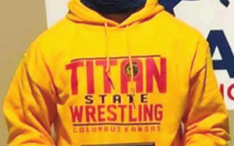 Trent Smith placed fourth in the High School 152-pound weight class at the USAWKS 2021 State Folkstyle Wrestling Championship in Mulvane, Saturday. Courtesy Photo.