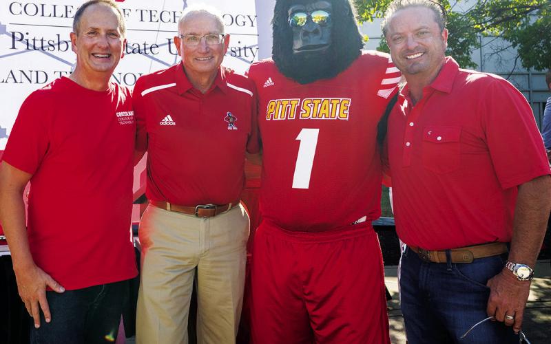 Pitt State President Dan Shipp, Crossland CEO Ivan Crossland Jr., Gus, and Patrick Crossland, a Pitt State graduate and chief development officer for Crossland.