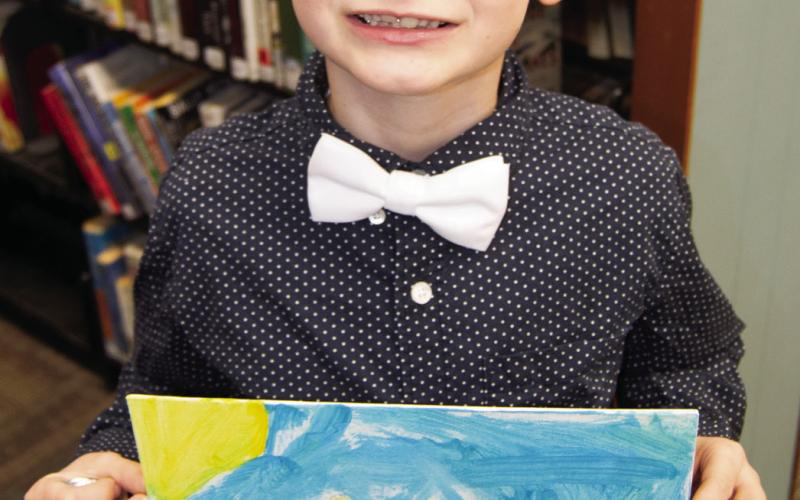 Connor Crain, second grader, created this work of art. His piece was on display at the Columbus Public Library.