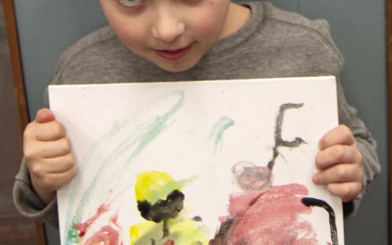 Transformers with Explosion was the title of Ridge Rowton’s art piece. Rowton’s work was on display at the Columbus Public Library.