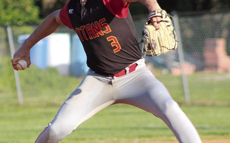 Columbus Titan Junior, Jayden Rodriguez, came in for the save, pitching the final three innings of the, 12-7, Titan win over Labette County, Tuesday, at Bomber Field in the Columbus Community Field Ball Park. Jayden served up four strike outs and allowed two runs in the win.