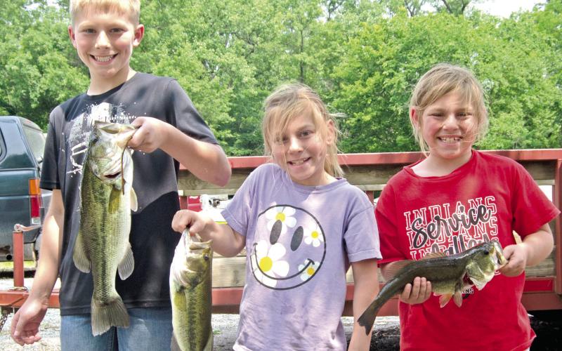 Tate Godfrey received the ”Big Fish” plaque at the 47th Annual Cherokee Sportsman’s Association, with his 2.32-pound bass. His sisters were right behind him with Mattie catching a 1.47-pound bass and Mia landing a 1.43-pounder. The event was held at the Sportsman’s Club Saturday afternoon.