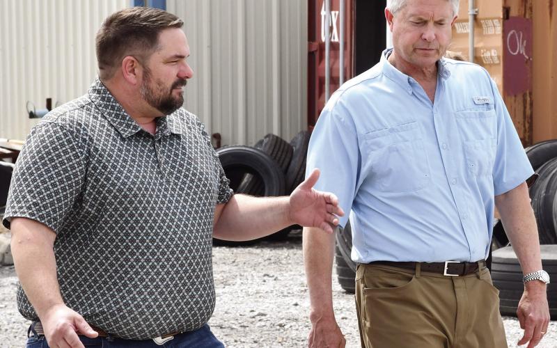 US Senator Dr. Roger Marshall visited with Farmer’s Co-operative General Manager Matt Case on Friday June 19. Case gave a tour of the co-operative’s Agronomy location south of Columbus, including the $5 Million addition to the fertilizer plant.