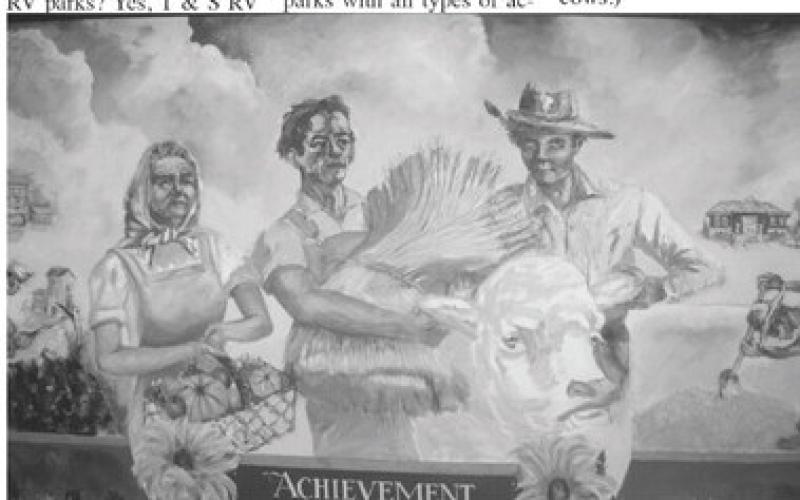 Portion of one of the two murals in the Columbus Community Building.