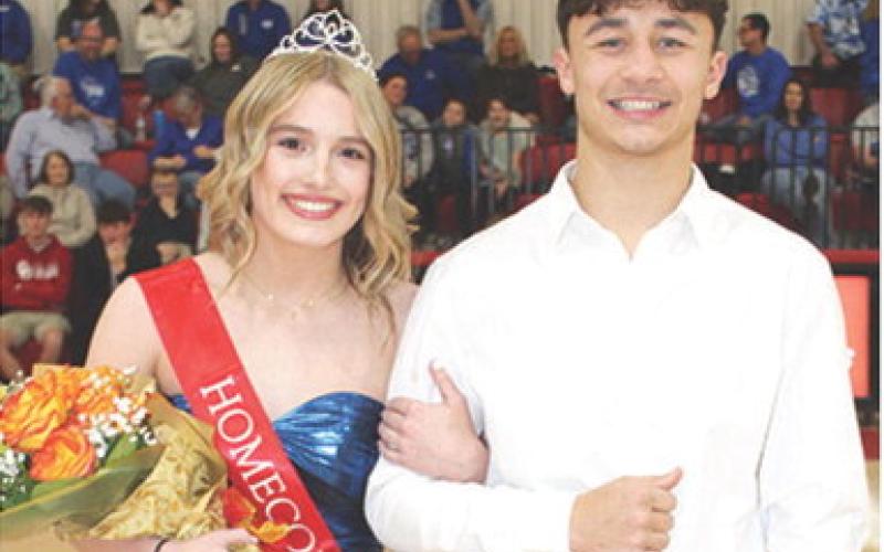 Senior, Brooklyn Collingsworth, was crowned the 2026 Columbus Unified High School Winter Homecoming Queen, Friday, during coronation ceremonies between the varsity girls and boys basketball games at the CUHS Gymnasium. Brooklyn was escorted by Titan Wrestler Senior, Jayden Rodriguez. Courtesy photo.