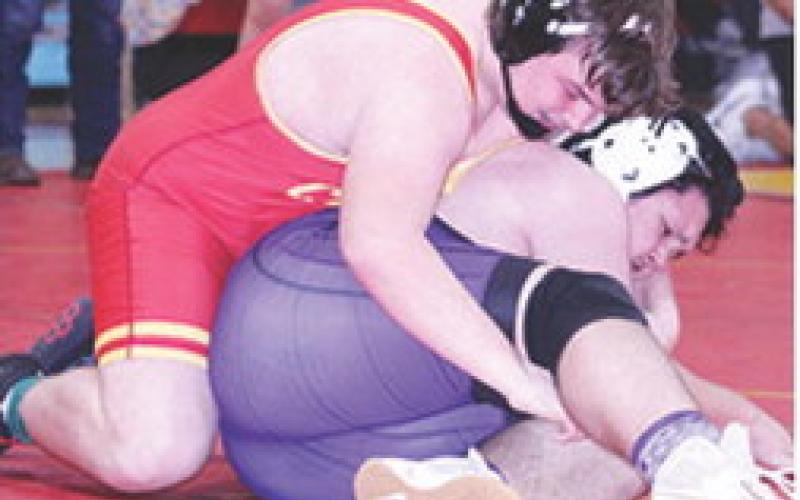 Cajen Smith earned a fall over James Hoover, Pittsburg, on his way to gold in the 14U, 235-pound class of the Sixth Annual Ken Jones Classic Wrestling Tournament at the CUHS Gym, December 22.