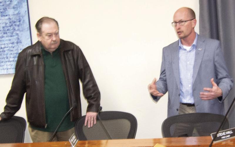 State Senator Tim Shallenburger, of Baxter Springs, explained the difficulty drivers have on the Highways US 400 and US 26 East of Baxter Springs to Secretary of Department of Transportation Calvin Reed.