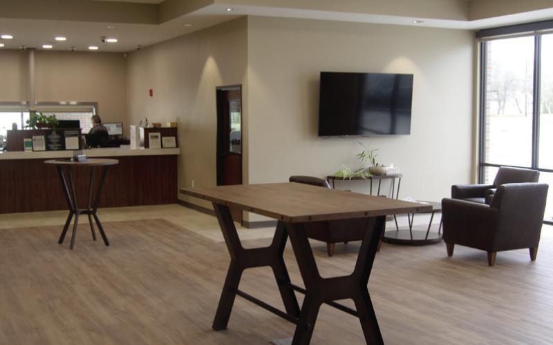 The spacious lobby offers a welcoming and comfortable atmosphere to customers and visitors alike.