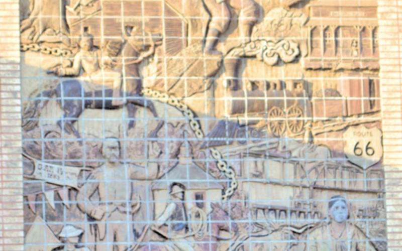 The mural on the side of the American Bank depicts the history of the City of Baxter Springs from its early years. It highlights mining, the cowtown days and baseball heritage to name a few.