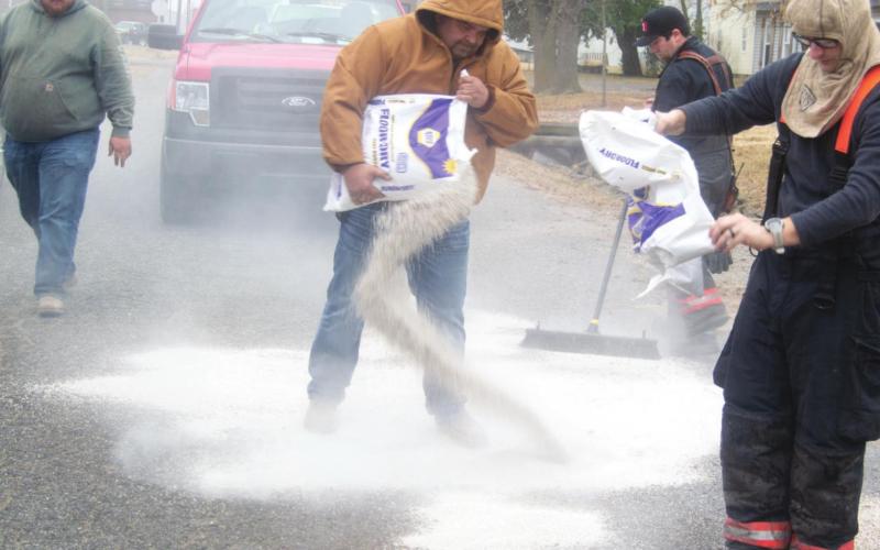 A hydraulic oil leak