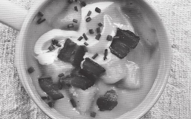 Healthy potato soup is warm and filling on a cold winter day.
