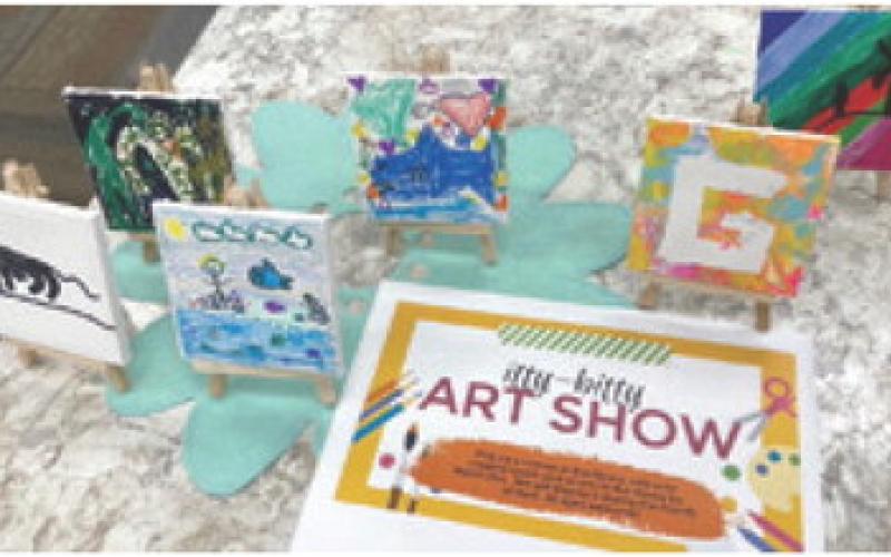 Above and below, an “Itty Bitty Art” show is underway at the Columbus Public Library. Head over and check out some of the tiny artwork. While there check out more upcoming events. There is a fundraiser underway in conjunction with Team Threads through April 15. Ask about the apparel available. Courtesy photos.