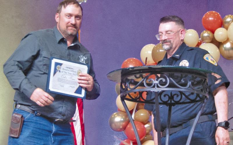 Calvin Reeser received the Baxter Springs Officer of the year award presented by Chief of Police Jimmy Hamilton.