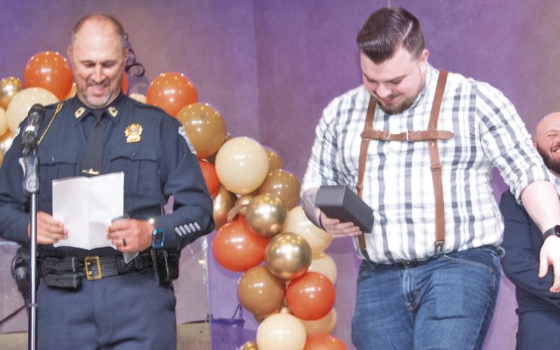 The Public Safety Award is given to an officer that demonstrates exceptional performance and commitment to promoting public safety through traffic law and DUI enforcement. This year’s award recipient has excelled in this task, stopping over 85 cars and making 12 DUI arrests. Galena Police Department that the recipient of this year’s Public Safety Award goes to Officer Korbin Copher. Chief Chad Allison presented the award